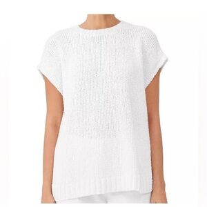 Eileen Fisher Organic Cotton Crewneck Boxy Sleeveless Sweater L Mature Vacation